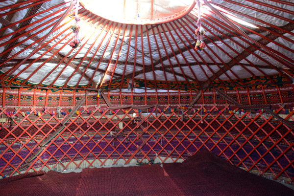 Inside the yurt at the Pamir Hotel