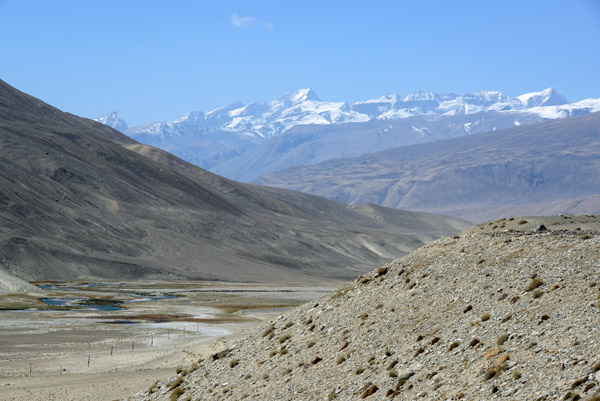 Looking down the valley of the Pamir River towards the Hindu Kush whose ridge forms the border between Afghanistan and Pakistan