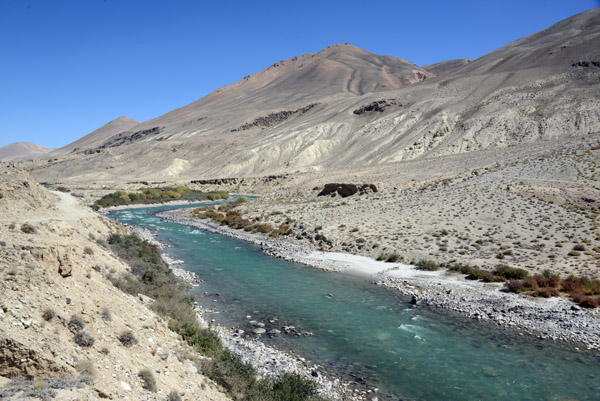 Pamir River dividing Tajikistan and Afghanistan