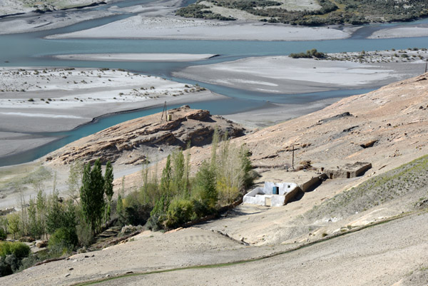 Sandy flats of the Panj River on the west side of Zong, Tajikistan