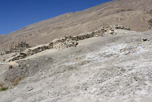 The wall to the Buddhist complex with its stupa