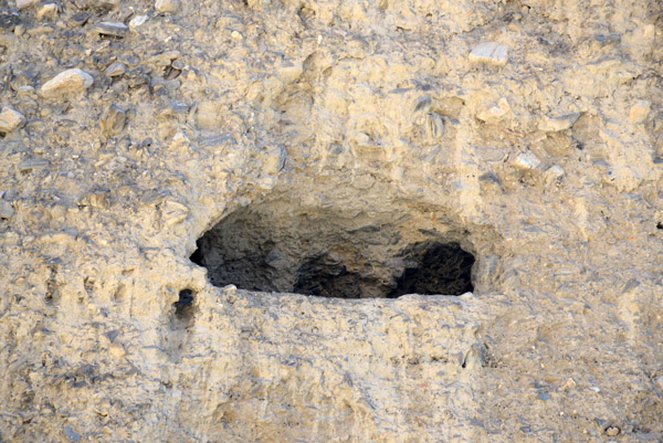 The caves appear empty and difficult to access