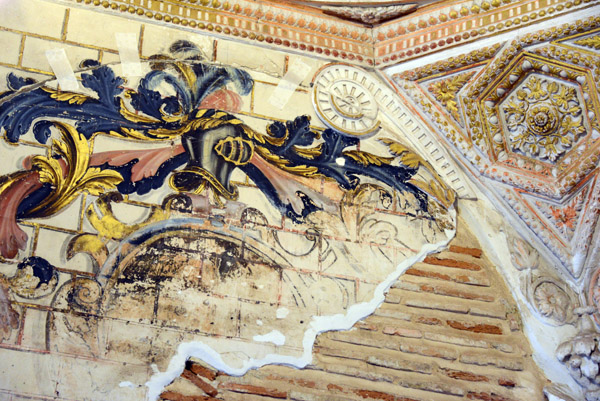 Remnants of medieval frescoes on peeling plaster over the brick, Santa Maria la Blanca