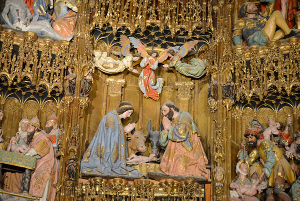 Detail of the Gothic altarpiece (retable) depicting the Nativity, Toledo Cathedral