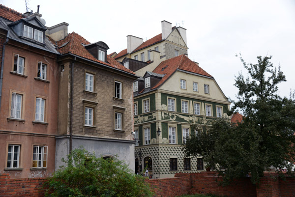 Reconstructed houses behind the old city wall, Warsaw