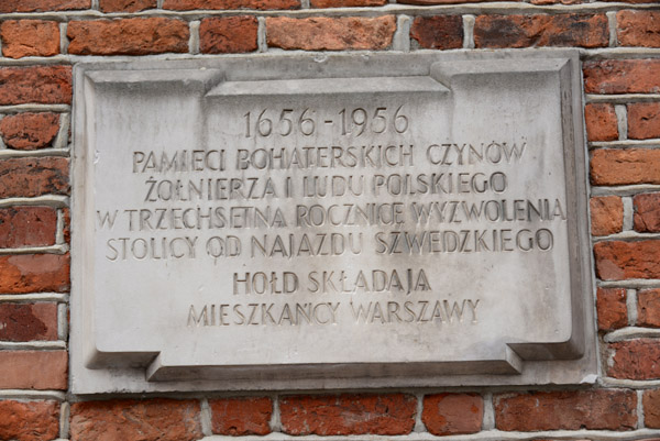 Memorial tablet to the 300th Anniversary of the liberations of Warsaw from Swedish occupation, 1656-1956