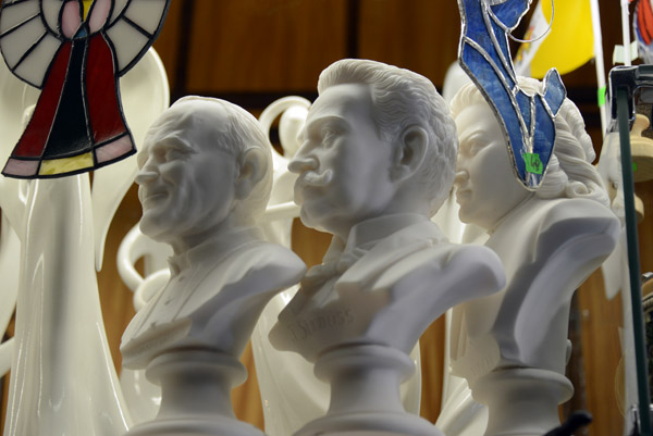 Small marble busts of composers in a Warsaw souvenir shop