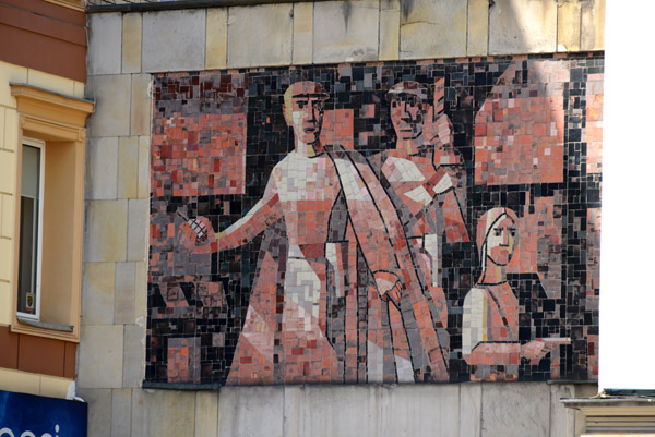 Mosaic commemorating the attacks of the People's Guard (GL) at Cafe Club, Nowy Świat 15/17, Warsaw