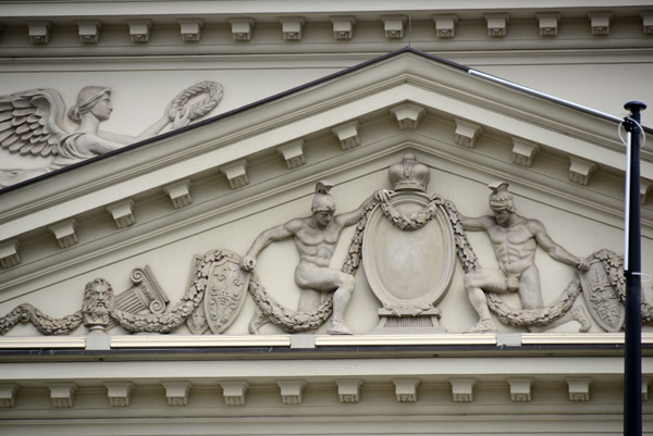 Warriors on the central pediment of the Primate's Palace, Warsaw