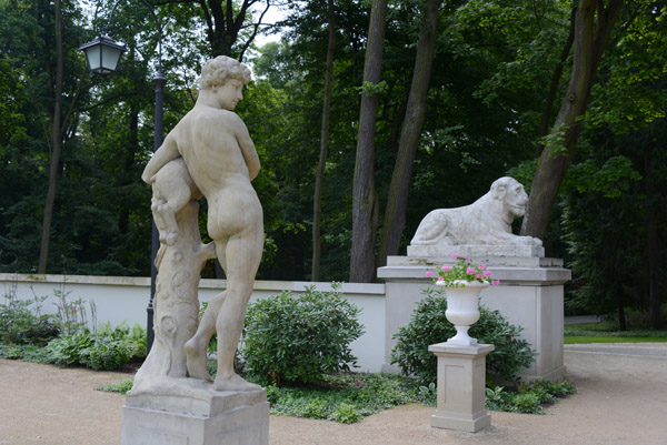 Rear view of the Shepherd with lamb sculpture, Old Orangery