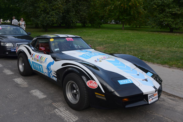 1970-somethign Corvette decked out for the 71st Tour de Pologne bicycle race