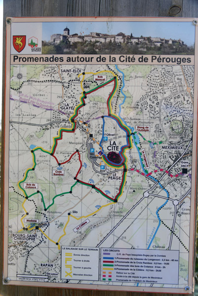 Map of walks outside the old city, Pérouges