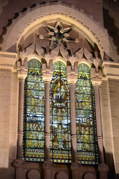 Illuminated stained glass windows, Basilique Notre-Dame de Fourvire