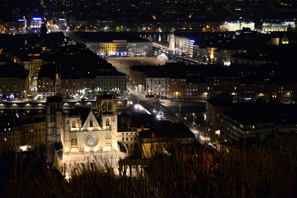 Night view of Lyon from the Basilique Notre-Dame de Fourvière