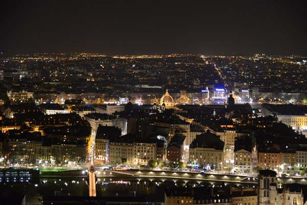 2eme Arrondissement of Lyon from Fourvière Hill at night