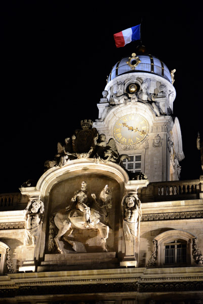 Clock Tower of Lyon City Hall at night
