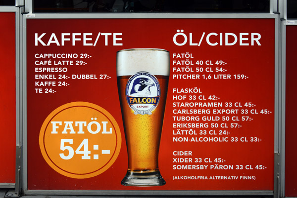 Falcon Export Fatl - Draft Beer, SEK54 ($6.25)
