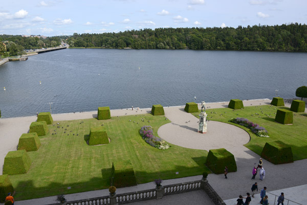 Garden fronting Lake Mälaren with the Neptune sculpture, Drottningholm
