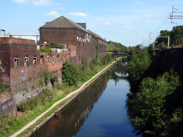 Canal and cycleway paralleling the rail line into Birmingham, Smethwick