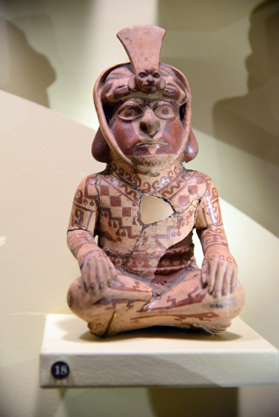 Ceramic vessel of a tattooed priest, Moche (AD100-800), Ancash Region, Peru