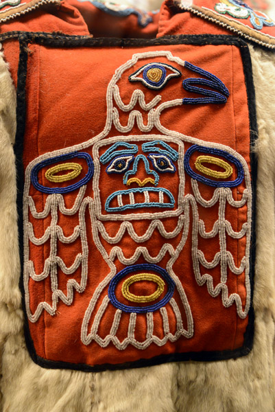 Beadwork Raven detail of the Chief's Coat, Haida (Kigali) BC