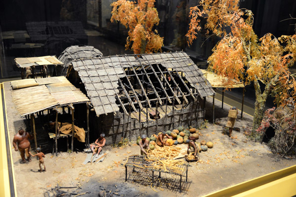 Diorama of a Native American village of the Chicago region