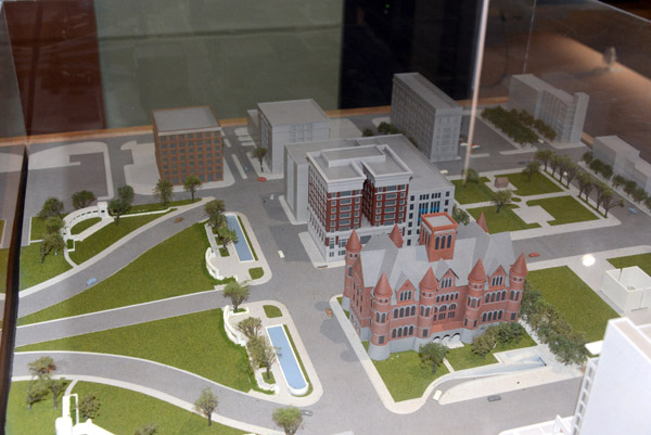 Architectural model of the Old Red Courthouse and Daley Plaza