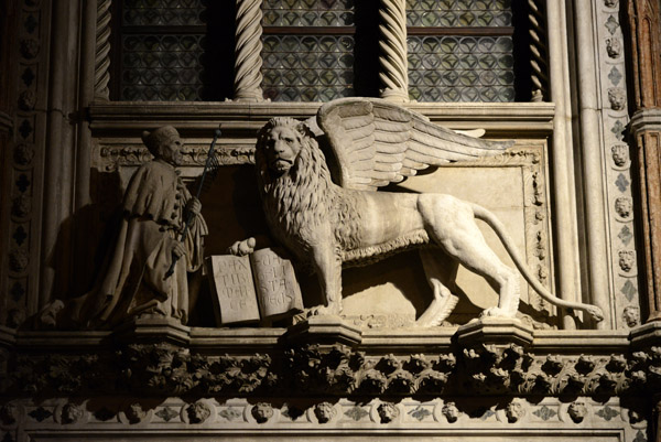 Lion of Venice, St. Marks Square at night