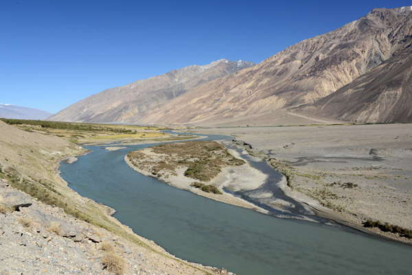 The Panj River forming the Tajik (and former USSR)f border with the Wakhan Valley of Badakhshan Province, Afghanistan