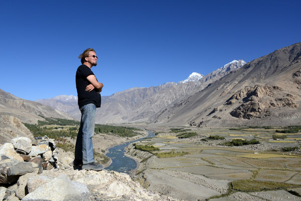Steven looking across the river to Afghanistan