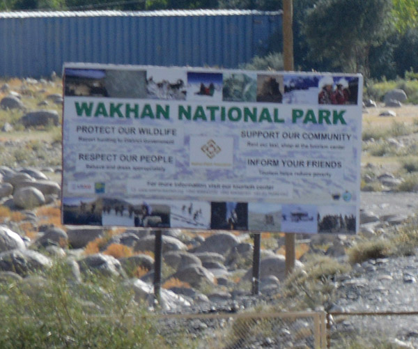 Sign for Wakhan National Park, Eshkashem, Afghanistan