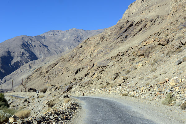 Paved road from Ishkashim headed downstream towards Khorog