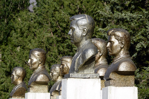 Busts of the heroes on Khorog's main square