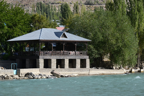 Chaikhana (tea house) in a nice spot on the river, Khorog City Park