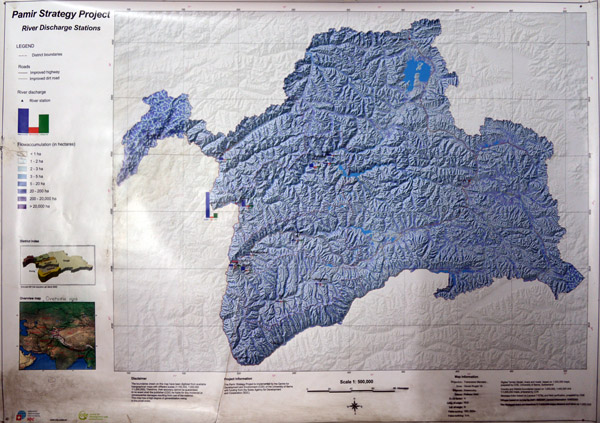 Map of the Pamir Strategy Project River Discharge Stations, 2002