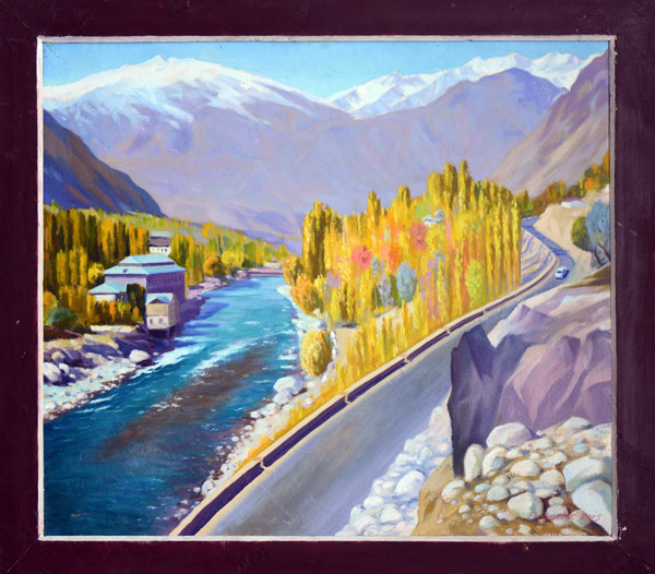 Landscape of the road along the Panj River through the GBAO on the Afghanistan border