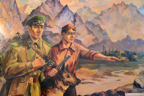 Soviet soldier with a local guide, Pamir Museum