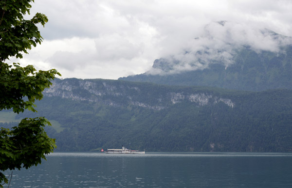Side-wheel paddle steamer Uri on Lake Lucerne