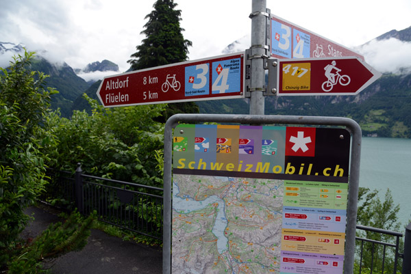 Cycle routes on the east coast of Vierwaldstttersee, Canton Uri