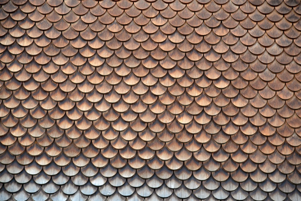 Wooden shingles on the face of Restaurant Adler, Andermatt
