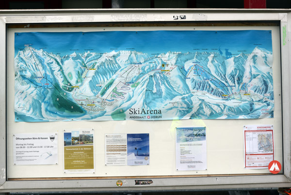 Trail and Ski Lift Map, Ski Arena Andermatt Sedrun