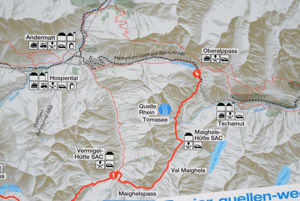 Map of the start of the Vier-Quellen-Weg