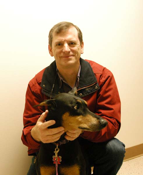 With Abby at the vets