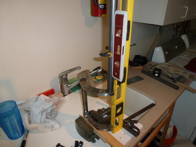 Kluged together jig to weld arms at right angle. Dont laugh - it worked. 
