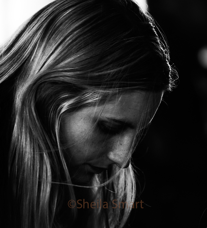 Young woman in monochrome