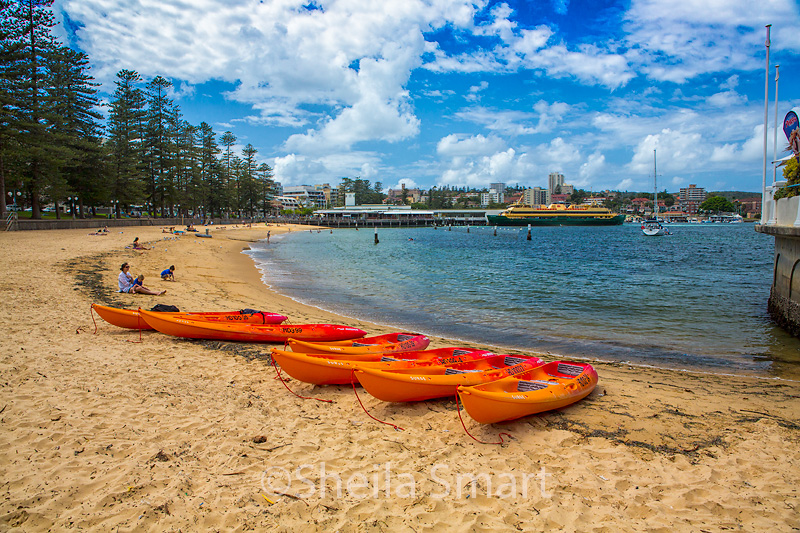 Manly with kayaks and ferry 