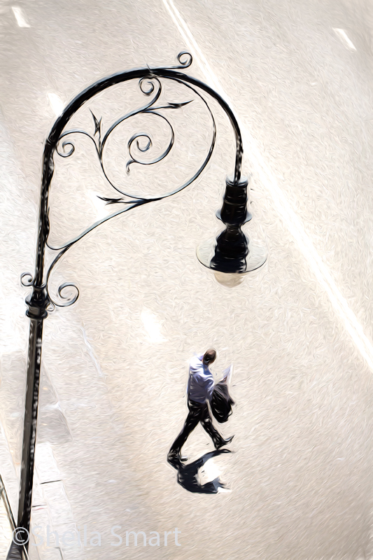 Lamp in Rocks and man
