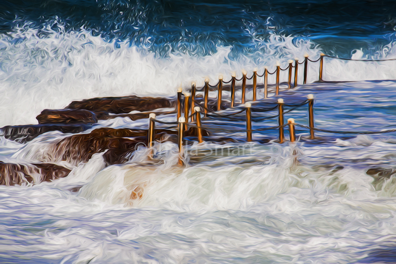 Avalon rockpool in storm