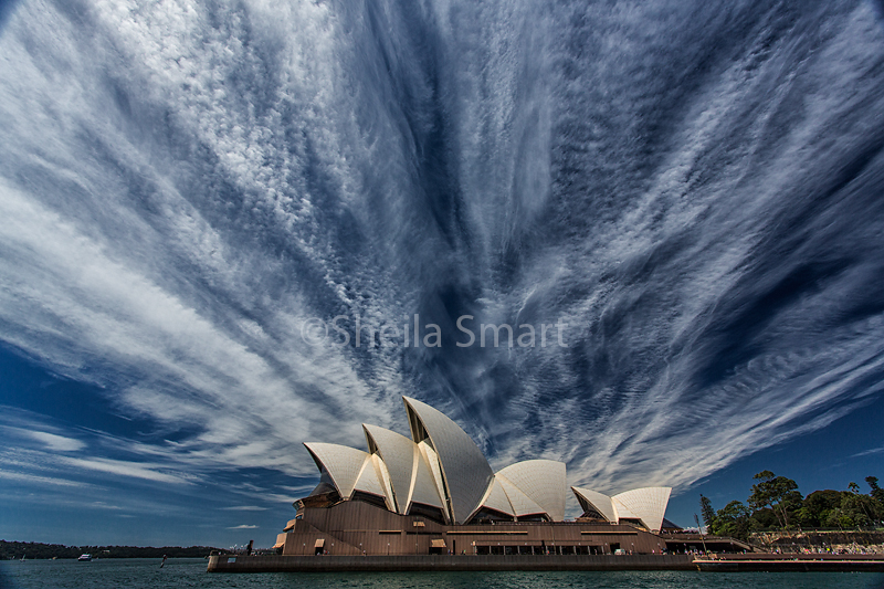 Sydney Opera House with cirrus cloud formation 