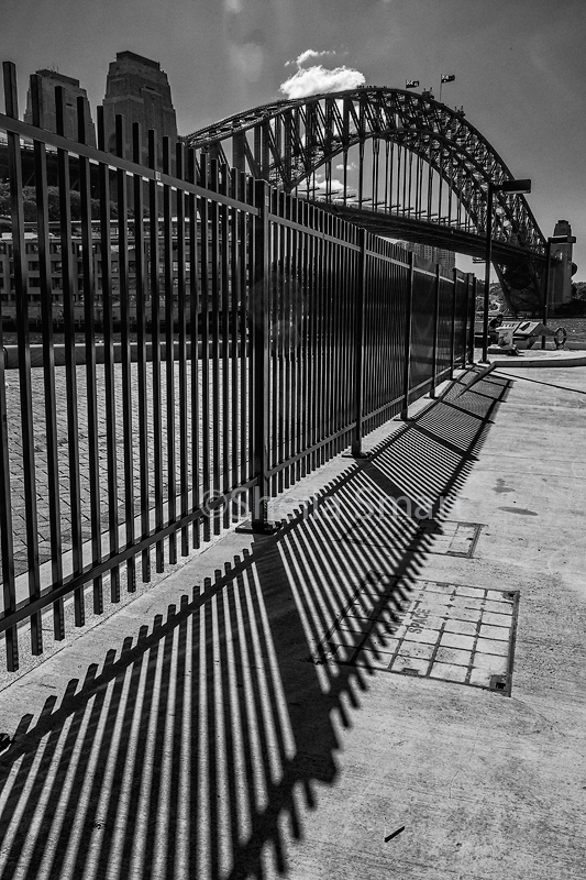 Harbour Bridge and fence mono